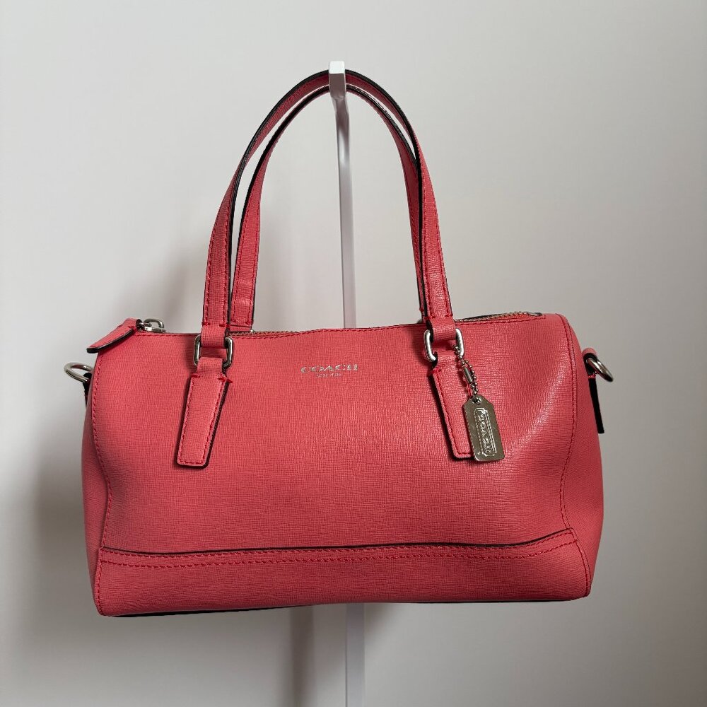 Coach Legacy Saffiano Leather Mini Satchel Bag Love Red Coral Crossbody Chic